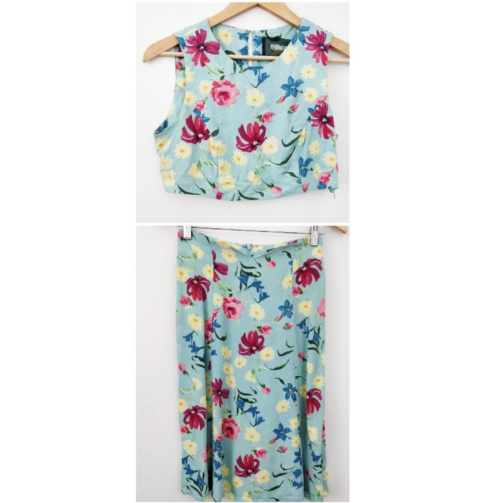 Reformation Tropical Blue Floral 2 Piece Set 2P